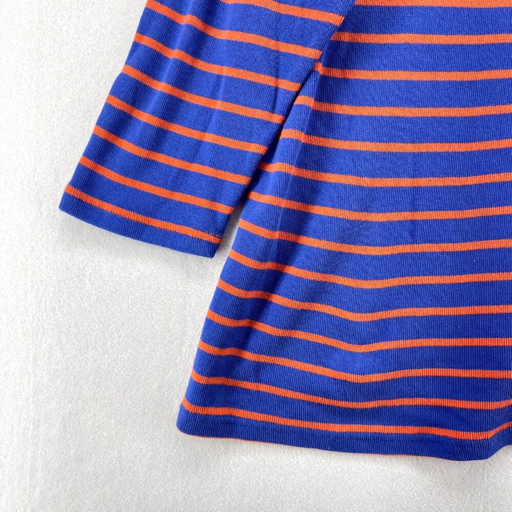 L.L. Bean Blue/Orange Striped Three-Quarter Sleeve Cotton T-shirt Ladies Size 2X - Picture 6 of 10